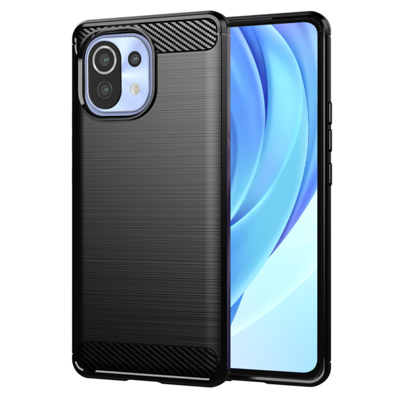 Husa Xiaomi Mi 11 Lite Techsuit Carbon Silicone, negru