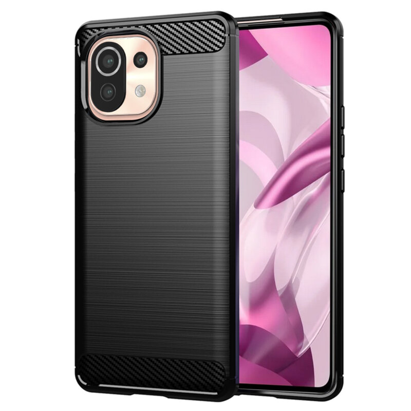Husa Xiaomi 11 Lite 5G NE Techsuit Carbon Silicone, negru