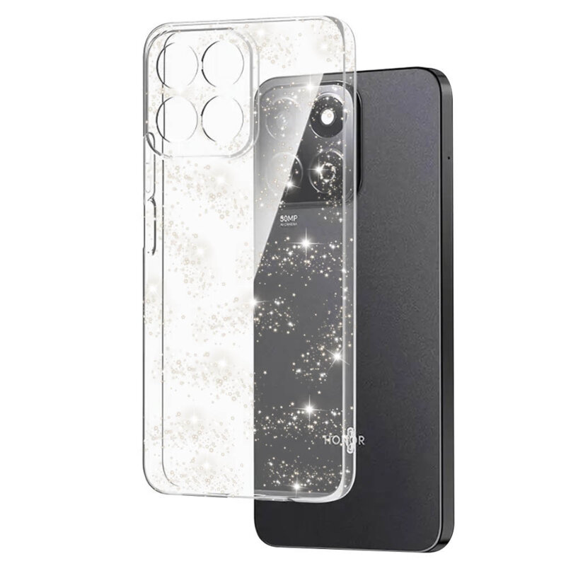 Husa sclipici Honor X8c Techsuit SparkleSkin, transparenta