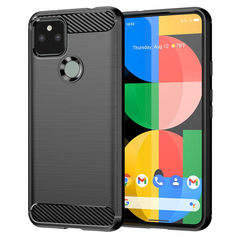 Husa Google Pixel 5 Techsuit Carbon Silicone, negru