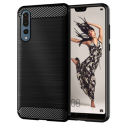 Husa Huawei P20 Pro Techsuit Carbon Silicone, negru