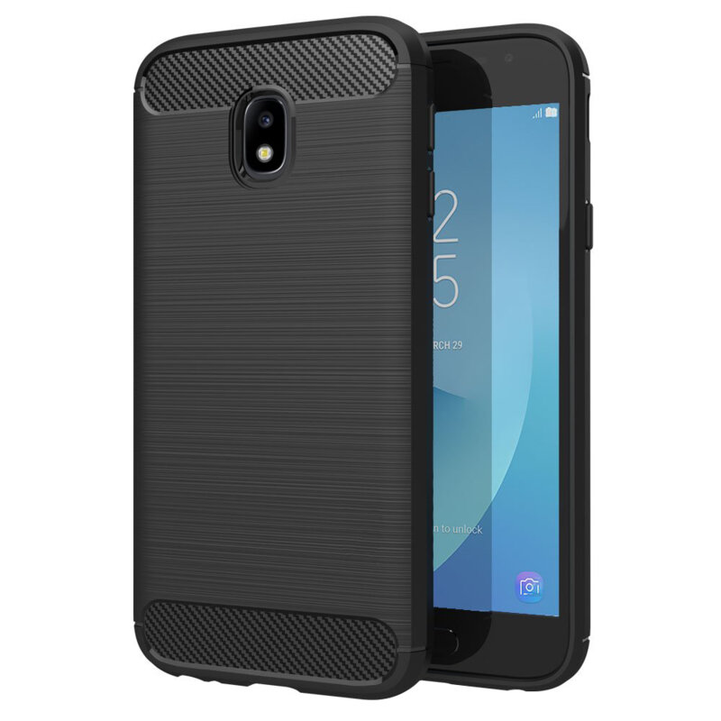 Husa Samsung Galaxy J3 2017 J330, Galaxy J3 Pro 2017 Techsuit Carbon Silicone, negru