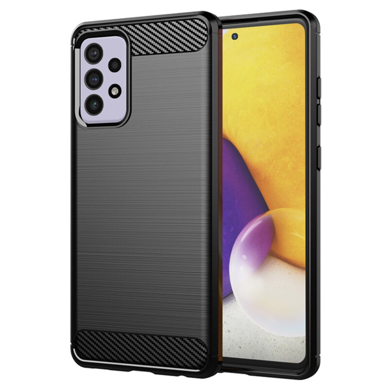 Husa Samsung Galaxy A72 4G Techsuit Carbon Silicone, negru