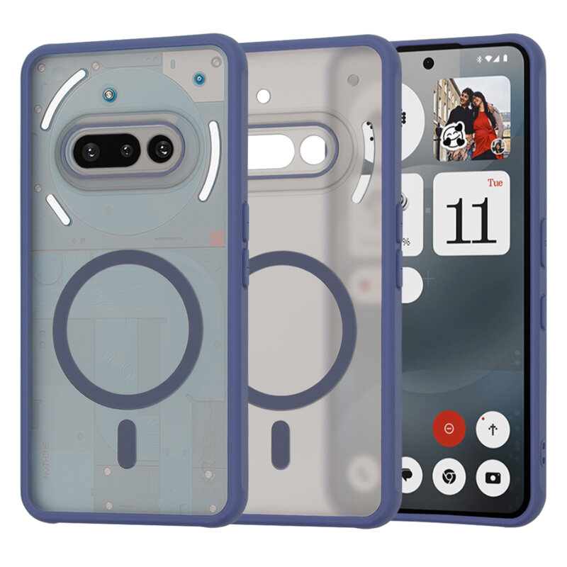 Husa Nothing Phone (3a) Techsuit HaloFrost MagSafe Series, bleumarin