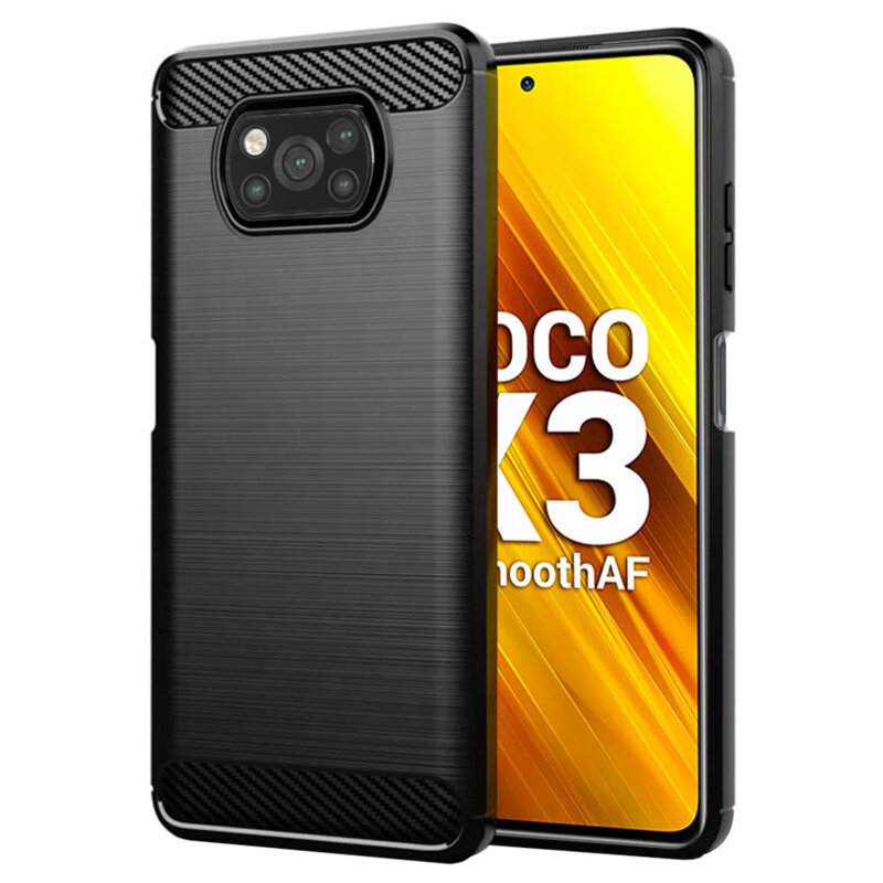 Husa Xiaomi Poco X3 Techsuit Carbon Silicone, negru
