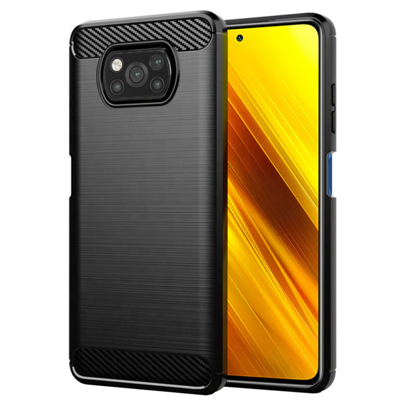 Husa Xiaomi Poco X3 NFC Techsuit Carbon Silicone, negru