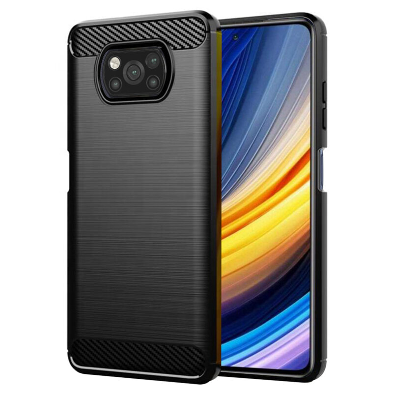 Husa Xiaomi Poco X3 Pro Techsuit Carbon Silicone, negru
