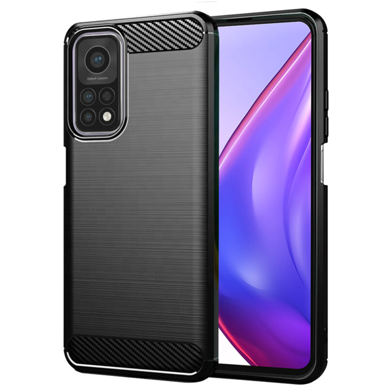 Husa Xiaomi Mi 10T Pro 5G Techsuit Carbon Silicone, negru