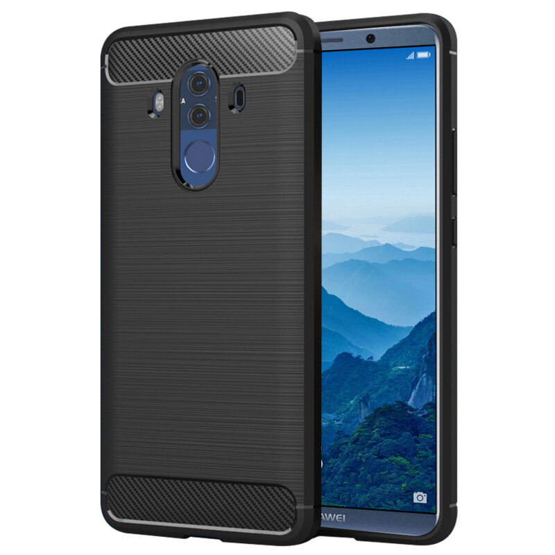 Husa Huawei Mate 10 Pro, Mate 10 Porsche Design Techsuit Carbon Silicone, negru