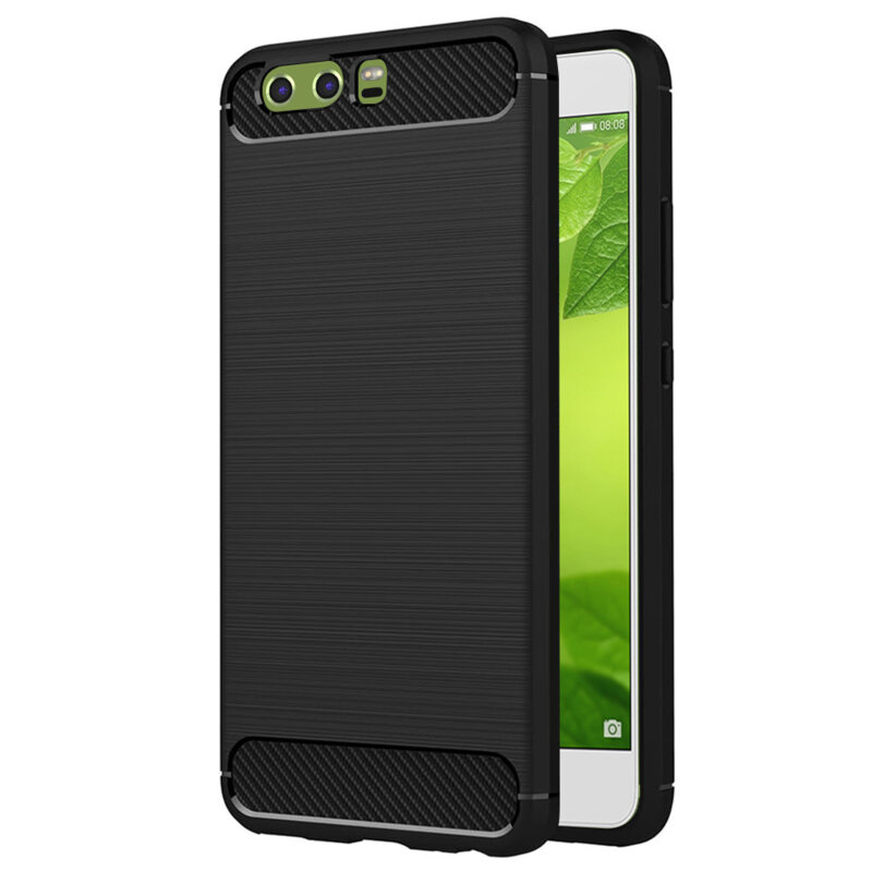 Husa Huawei P10 Techsuit Carbon Silicone, negru