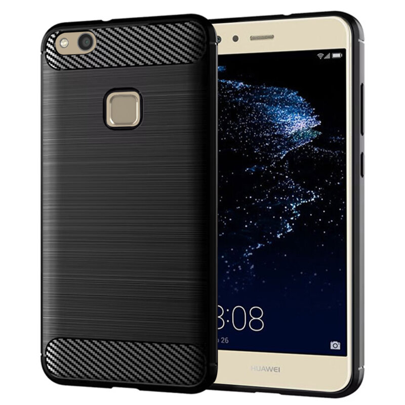 Husa Huawei P10 Lite Techsuit Carbon Silicone, negru
