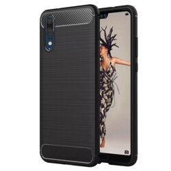 Husa Huawei P20 Techsuit Carbon Silicone, negru