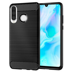 Husa Huawei P30 Lite Techsuit Carbon Silicone, negru
