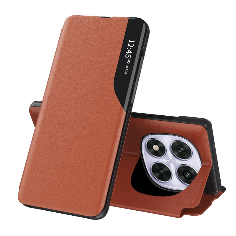 Husa Xiaomi Redmi Note 14 Pro 5G Eco Leather View flip tip carte, portocaliu