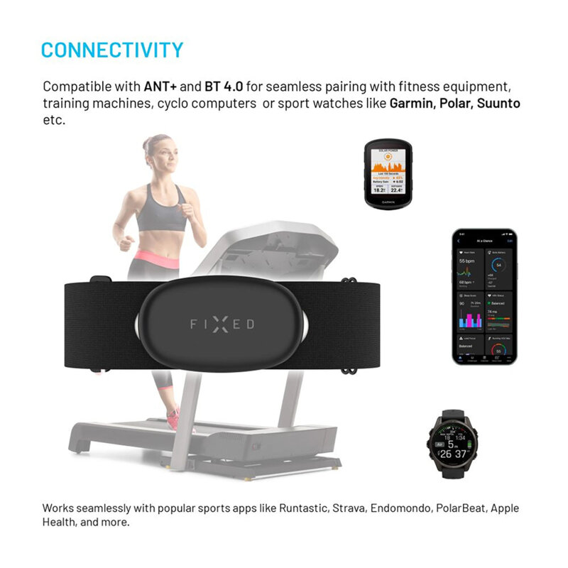 Centura monitorizare ritm cardiac Fixed Pulse Dual FIXPLD-BK, negru