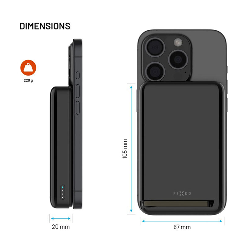 Power bank wireless MagSafe Fixed MagZen 10 Pro, 30W, negru