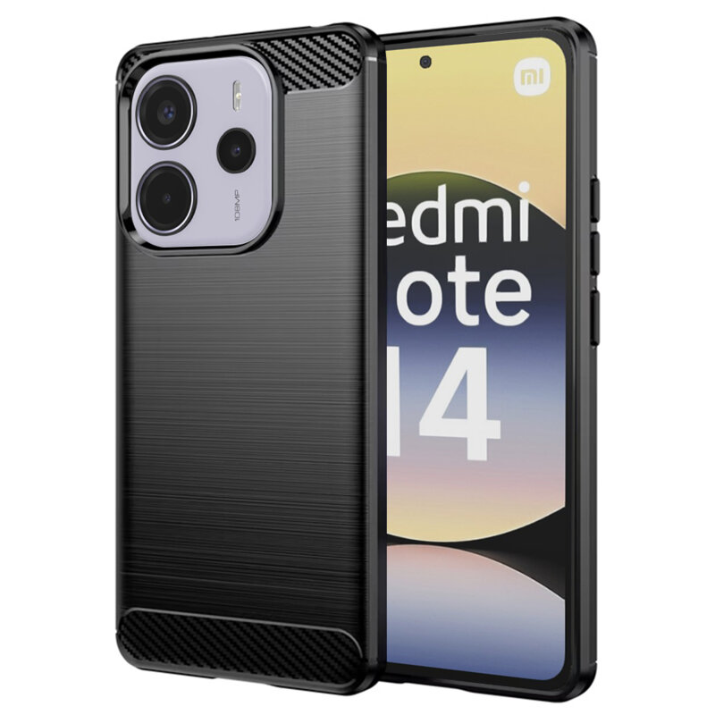 Husa Xiaomi Redmi Note 14 4G (Standard) Techsuit Carbon Silicone, negru