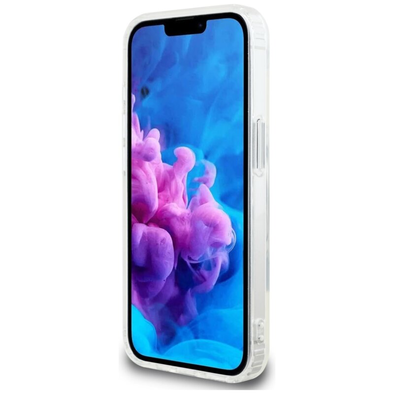 Husa iPhone 16e originala Guess IML Glitter Circle MagSafe, transparenta, GUHMPSE4HFGERET