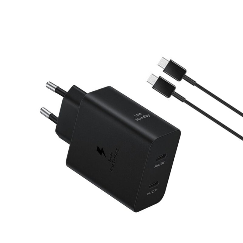 Incarcator Type-C Samsung Super Fast Charging 50W + cablu Type-C, EP-T5020XBEGEU, blister