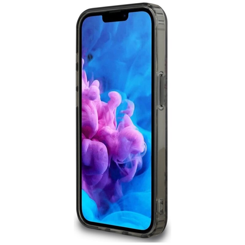 Husa iPhone 16e originala Guess IML Flowers MagSafe, negru, GUHMPSE4HFWBRCEK