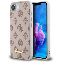 Husa iPhone 16e Guess Peony Script MagSafe, maro, GUHMPSE4PGPYSW