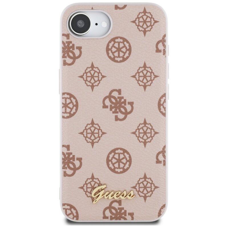Husa iPhone 16e Guess Peony Script MagSafe, maro, GUHMPSE4PGPYSW