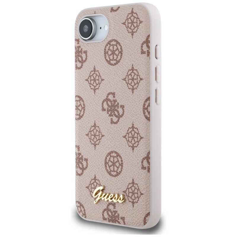 Husa iPhone 16e Guess Peony Script MagSafe, maro, GUHMPSE4PGPYSW