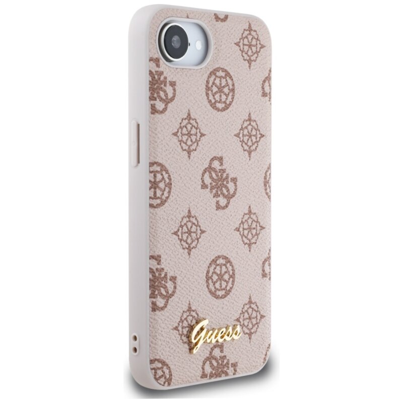 Husa iPhone 16e Guess Peony Script MagSafe, maro, GUHMPSE4PGPYSW