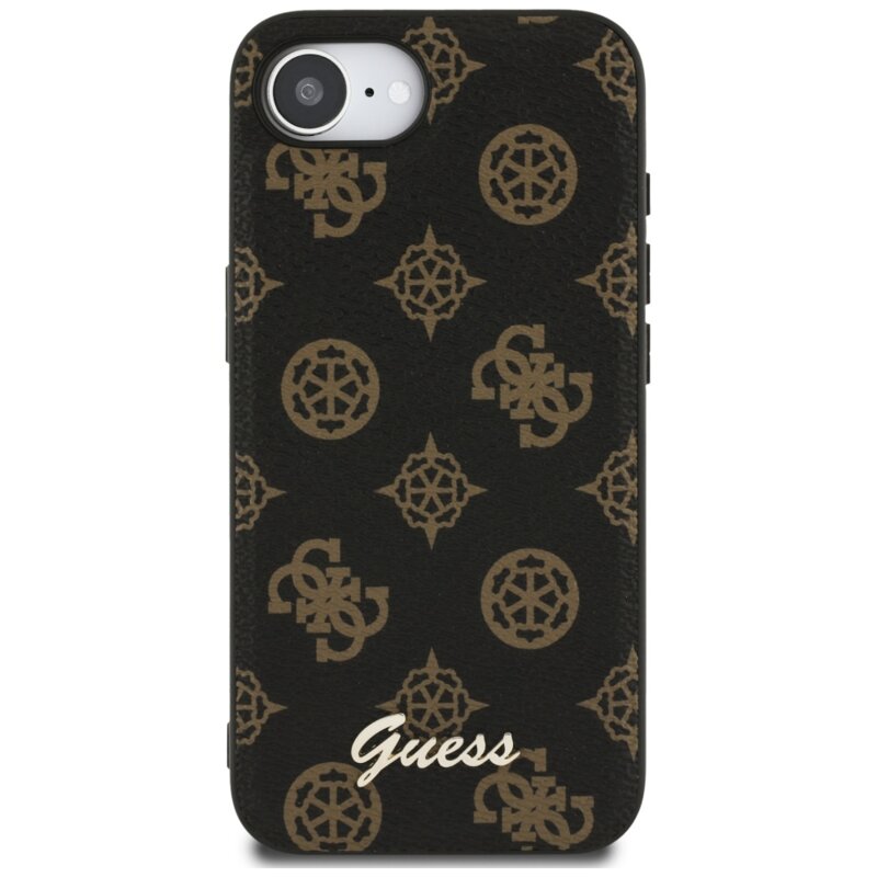 Husa iPhone 16e Guess Peony Script MagSafe, negru, GUHMPSE4PGPYSK