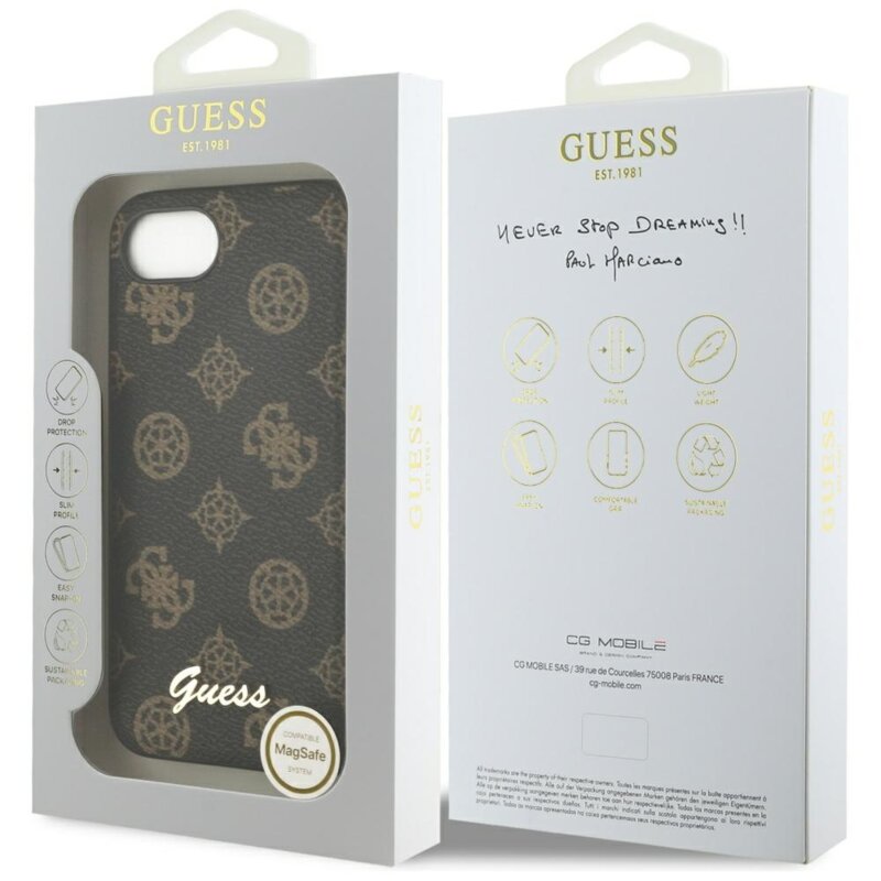 Husa iPhone 16e Guess Peony Script MagSafe, negru, GUHMPSE4PGPYSK