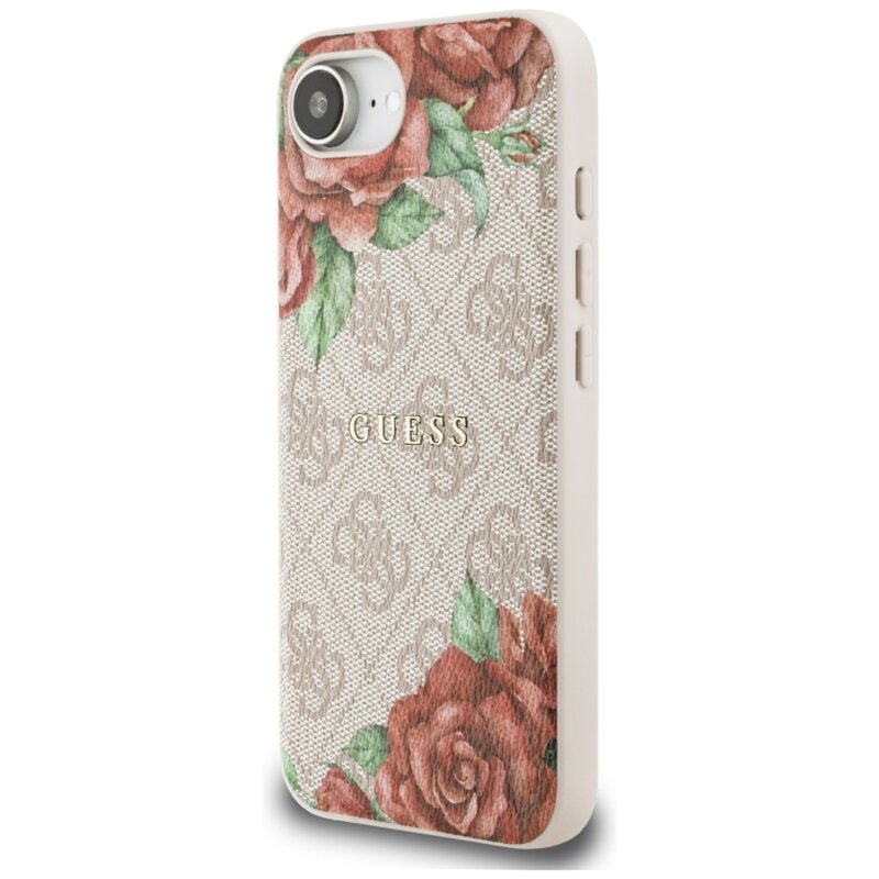 Husa originala Guess iPhone 16e Hardcase 4G Flower Print MagSafe, roz, GUHMPSE4P4ROPEMCP