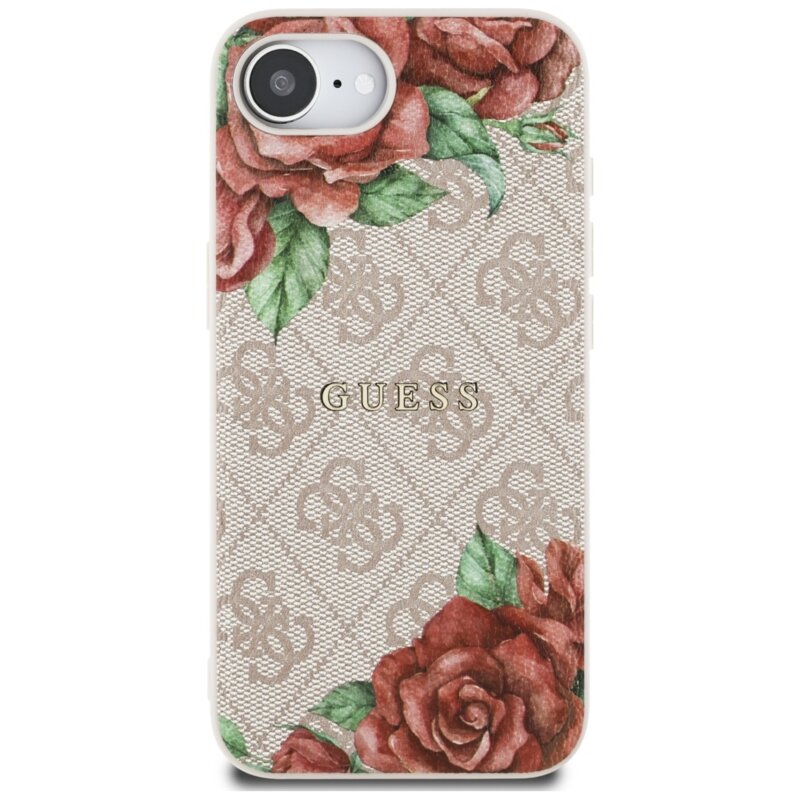 Husa originala Guess iPhone 16e Hardcase 4G Flower Print MagSafe, roz, GUHMPSE4P4ROPEMCP