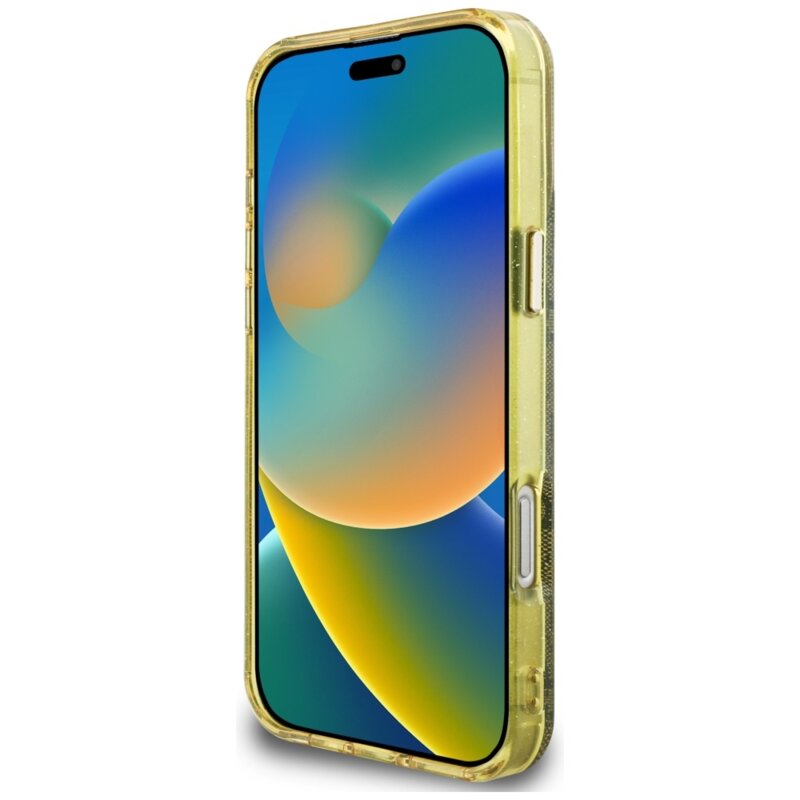 Husa iPhone 16 Pro originala Guess IML Metal Glitter 4G Circle Triangle MagSafe, maro, GUHMP16LHG4PRTGW