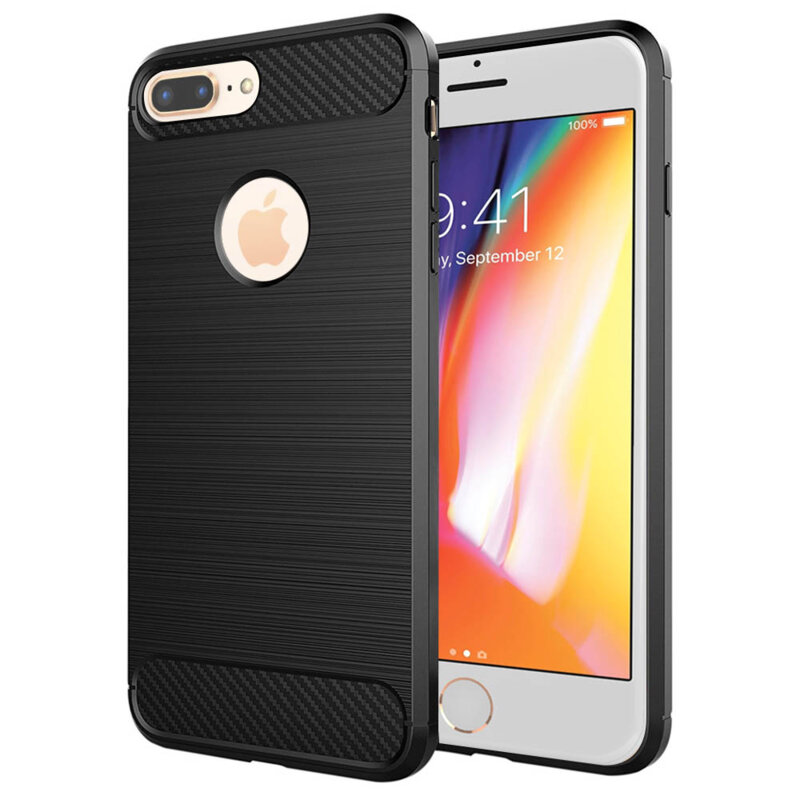 Husa iPhone 8 Plus Techsuit Carbon Silicone, negru