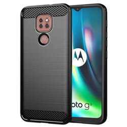 Husa Motorola Moto G9 Play Techsuit Carbon Silicone, negru