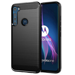 Husa Motorola One Fusion Plus Techsuit Carbon Silicone, negru