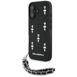 Husa originala iPhone 16 Karl Lagerfeld Saffiano, Crystals & Charm, KLHCP16SPSADJSK