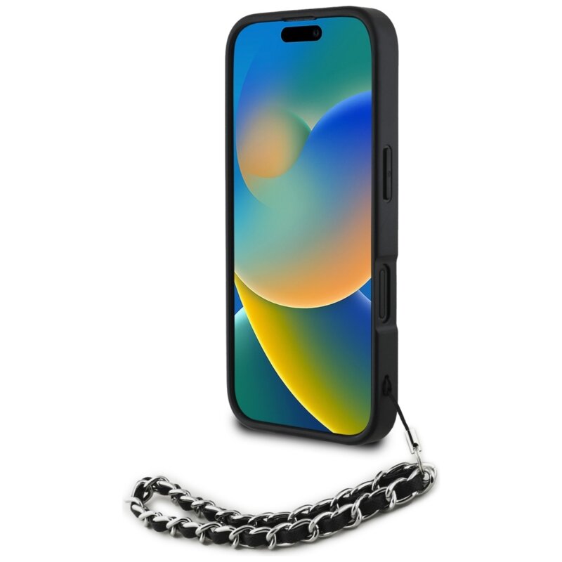 Husa originala iPhone 16 Karl Lagerfeld Saffiano, Crystals & Charm, KLHCP16SPSADJSK