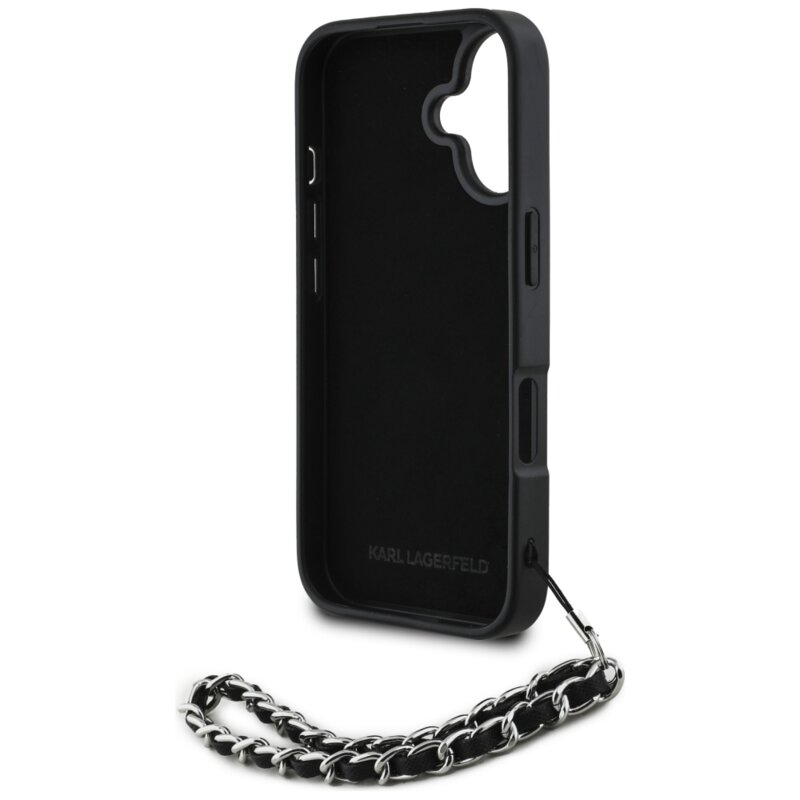 Husa originala iPhone 16 Karl Lagerfeld Saffiano, Crystals & Charm, KLHCP16SPSADJSK