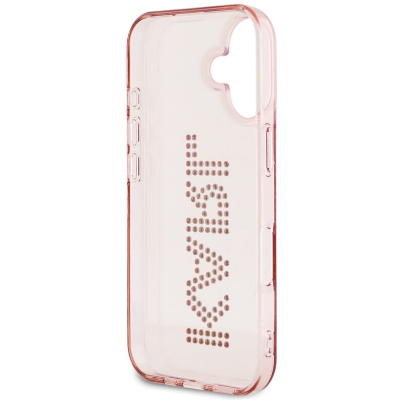 Husa iPhone 16 Karl Lagerfeld IML Rhinestones, Pink Logo, KLHCP16SHKLSTDCP