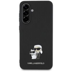 Husa originala Samsung Galaxy A36 5G Karl Lagerfeld Saffiano, negru, Karl&Choupette Metal Pin, KLHCSA36PSAKCMPK