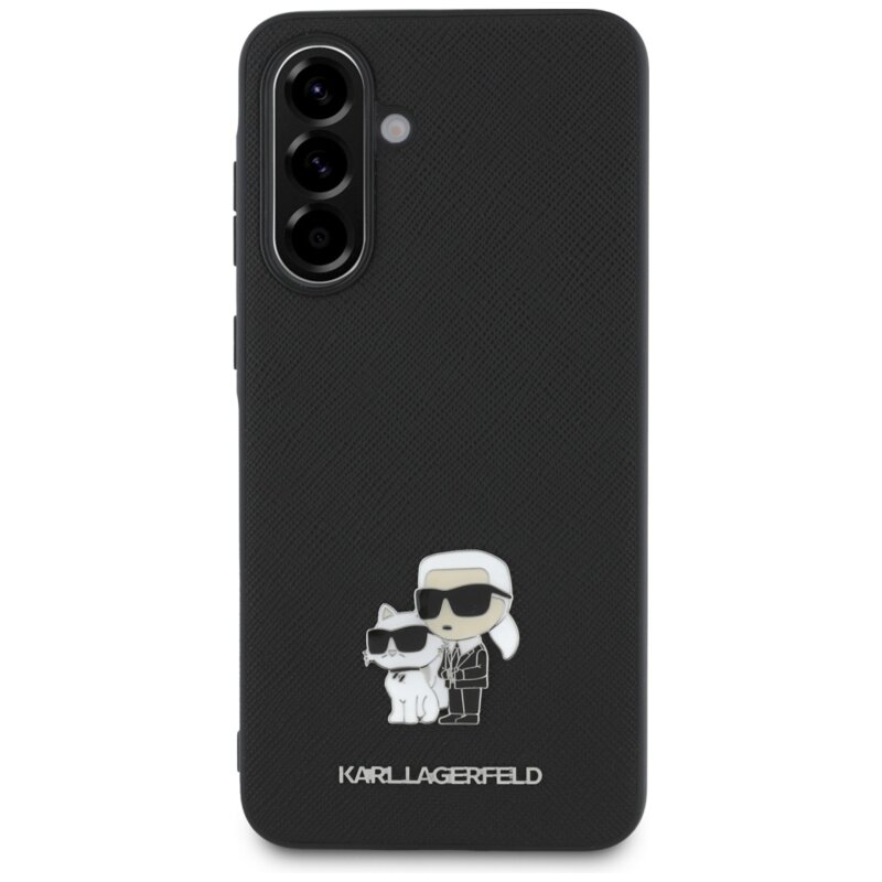 Husa originala Samsung Galaxy A36 5G Karl Lagerfeld Saffiano, negru, Karl&Choupette Metal Pin, KLHCSA36PSAKCMPK
