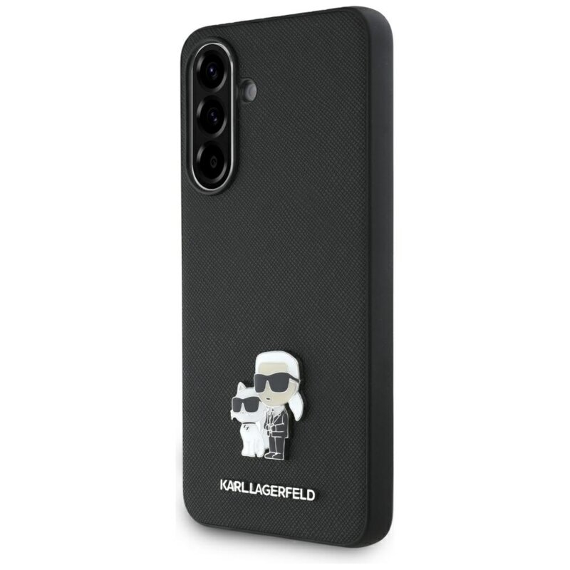 Husa originala Samsung Galaxy A36 5G Karl Lagerfeld Saffiano, negru, Karl&Choupette Metal Pin, KLHCSA36PSAKCMPK
