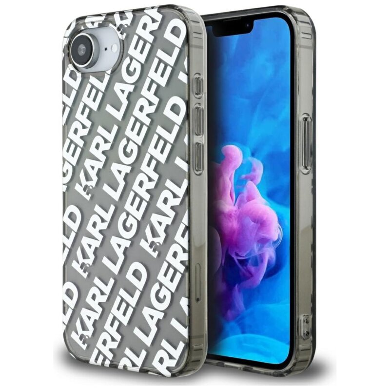 Husa iPhone 16e Karl Lagerfeld IML Luxury, argintiu, Fullover Logo, KLHCPSE4HKFOEMS