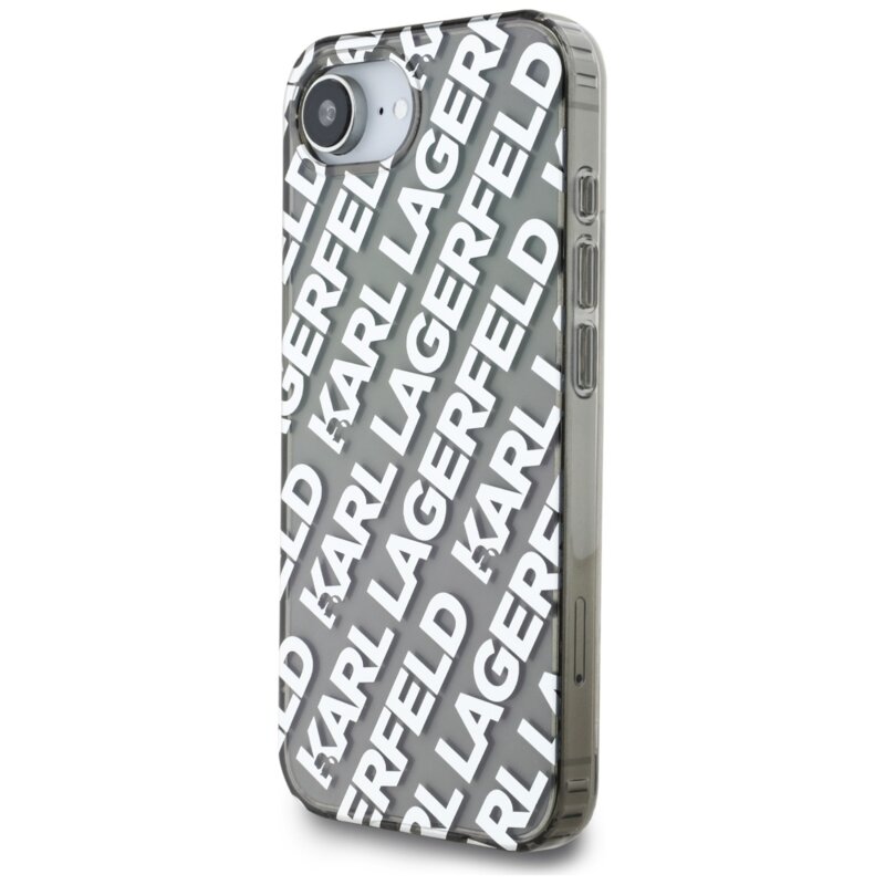 Husa iPhone 16e Karl Lagerfeld IML Luxury, argintiu, Fullover Logo, KLHCPSE4HKFOEMS
