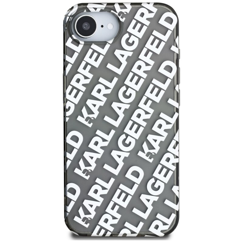 Husa iPhone 16e Karl Lagerfeld IML Luxury, argintiu, Fullover Logo, KLHCPSE4HKFOEMS