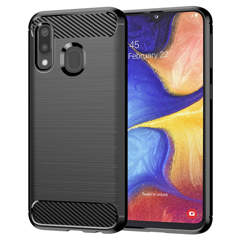Husa Samsung Galaxy A20e Techsuit Carbon Silicone, negru