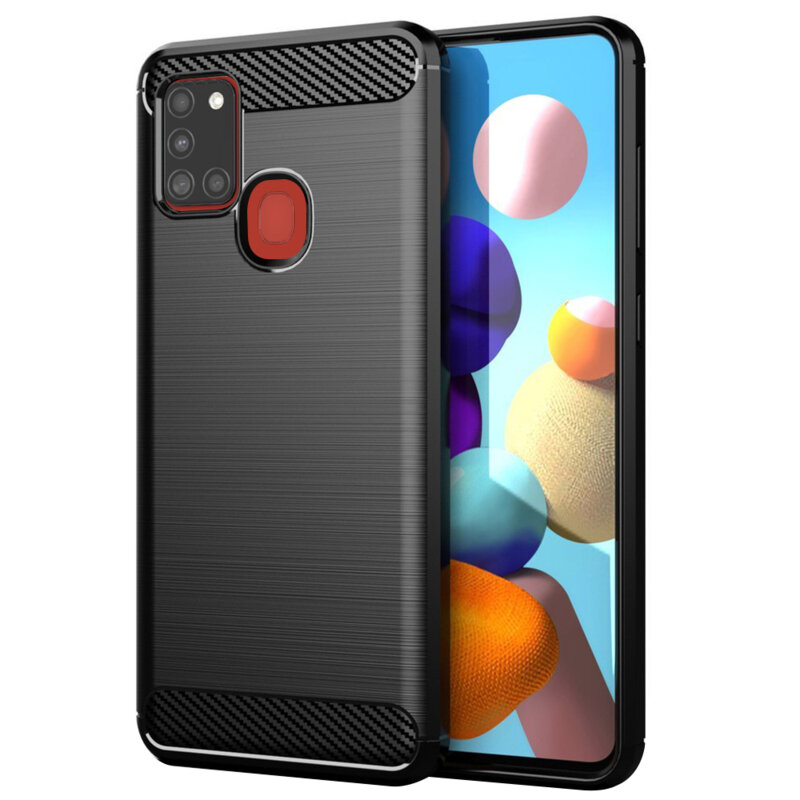 Husa Samsung Galaxy A21s Techsuit Carbon Silicone, negru
