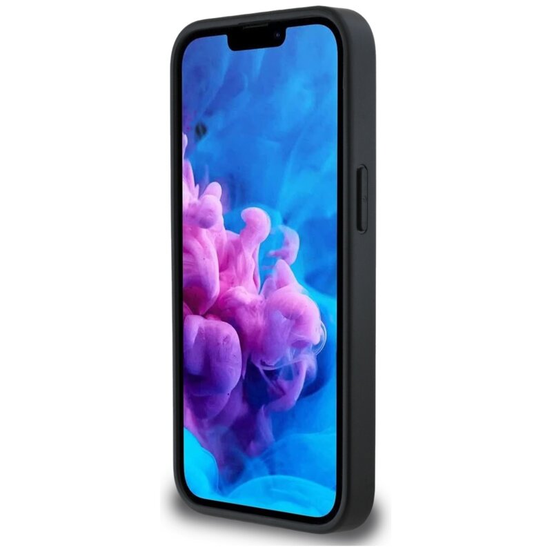 Husa iPhone 16e Karl Lagerfeld Hardcase Leather Monogram, negru, Karl Head Pin, KLHCPSE4PGKLKIPK