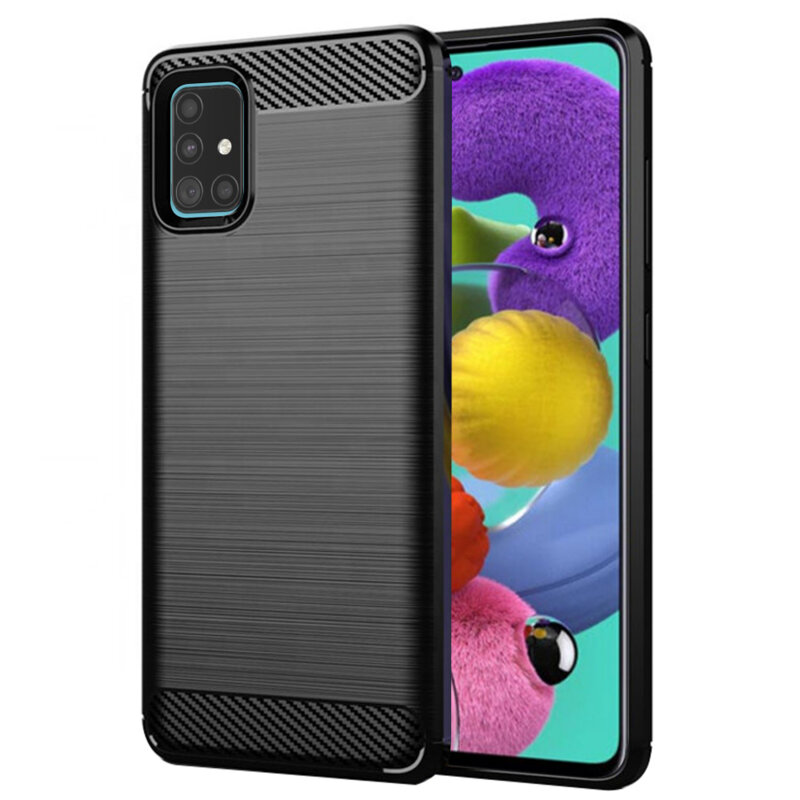 Husa Samsung Galaxy A51 4G Techsuit Carbon Silicone, negru
